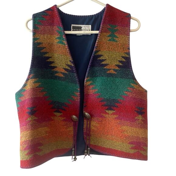 Rhonda Stark Vest Womens Large Southwest Wool Blend Western Aztec Pattern Boho - Picture 2 of 5
